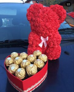 TEDDY ROSES CON BOMBONES